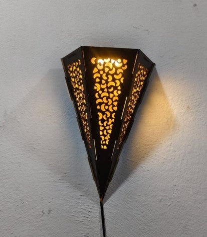 Scone Shaped Wooden Wall Hanging Lamp
